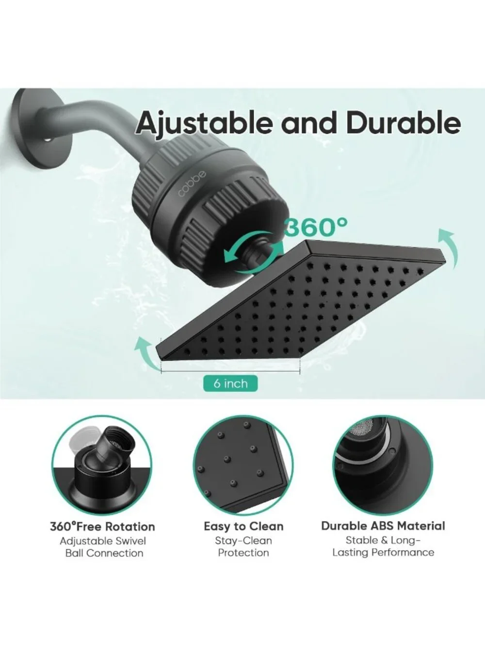 High Pressure Filtered Shower Head with 20 Stage Water Softener | Rain